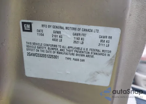 2005 Buick Lacrosse Cx из США, поврежденный, VIN 2G4WC532051225361